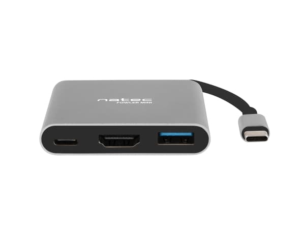 NATEC Fowler Mini, USB 2.0 Type-C, Grå, HDMI, USB 3.2 Gen 1 (3.1 Gen 1) Type-A, USB 3.2 Gen 1 (3.1 Gen 1) Type-C, USB, 59 mm, 52 mm