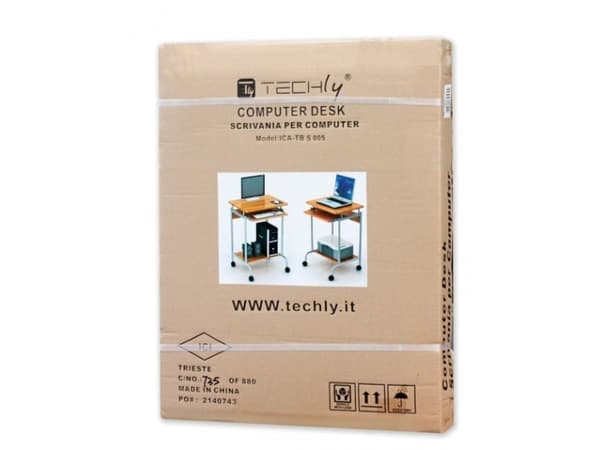 Techly ICA-TB S005W, Rak, Rektangulär form, MDF, Metall, Vit, Vit
