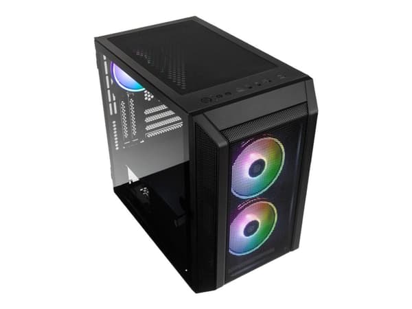 Kolink Citadel Mesh RGB - Tower - micro ATX - genomskinlig sidopanel (härdat glas) - ingen strömförsörjning (ATX) - svart - USB/ljud