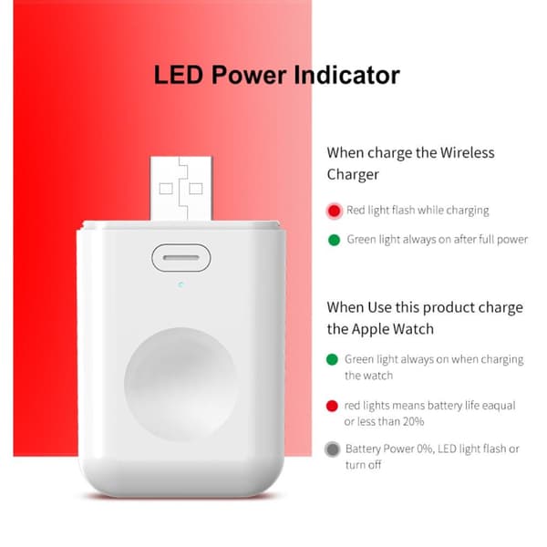 Trådløs oplader Powerbank til Apple Watch Serie 7/6/5/4/3/2/1