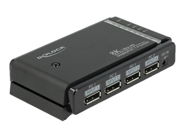 Delock DisplayPort 1.4 Switch 2 x 2 DisplayPort in to 1 x 2 DisplayPort out 8K - Video/audio switch - stasjonær