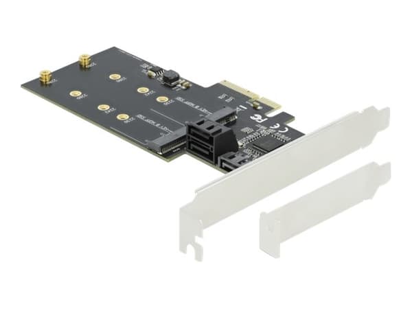 Delock 3 port SATA and 2 slot M.2 Key B PCI Express x4 Card - Low Profile Form Factor - Diskkontroller - M.2 - M.2 Card / SATA 6Gb/s - lav profil - P