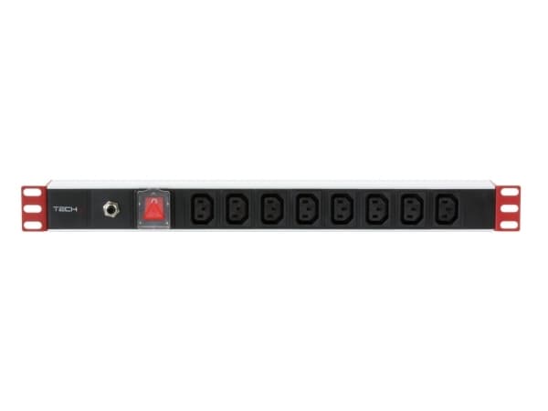 Techly I-CASE STRIP-813T, Strømkontaktmontering, Sort, Sølv, 1U, 2 m, 19", CE, Reach, ISO 9001