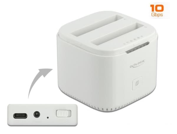 DeLOCK 63084, HDD, SSD, SATA, 2.5", USB 3.2 Gen 2 (3.1 Gen 2) Type-C, 6 Gbit/s, Valkoinen
