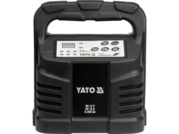 YATO ELECTRONIC PROSTOWER 12V 15A 6-200Ah WET/GEL/AGM 8303 musta