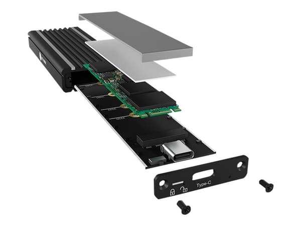 ICY BOX IB-1824ML-C31, SSD-kotelo, M.2, PCI Express 3.0, 10 Gbit/s, USB-liitettävyys, Musta