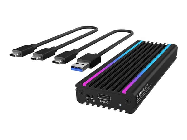 ICY BOX IB-1824ML-C31, SSD-kotelo, M.2, PCI Express 3.0, 10 Gbit/s, USB-liitettävyys, Musta musta
