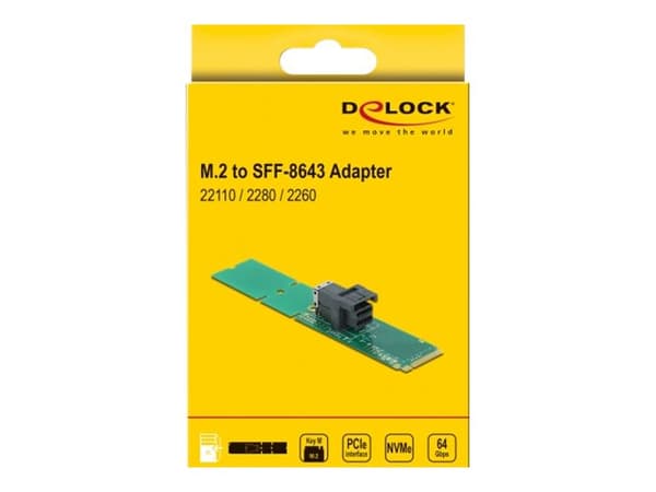 Delock Adapter M.2 Key M to SFF-8643 NVMe 22110 / 2280 / 2260 - Grensesnittsadapter - M.2 - U.2 NVMe - M.2 Card