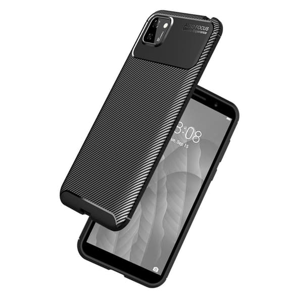 Huawei Y5p Carbon Fibre Pattern Back Cover - Black