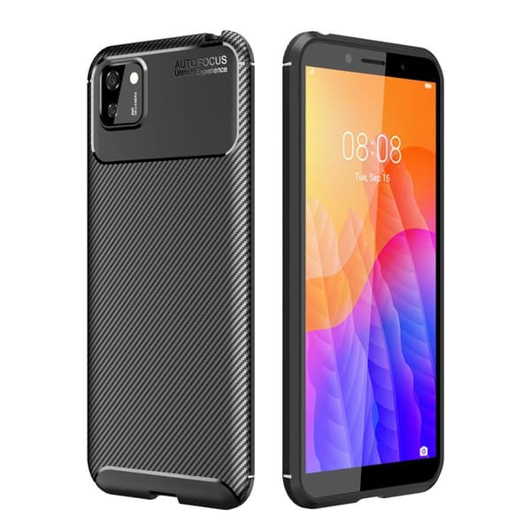 Huawei Y5p Carbon Fibre Pattern Back Cover - Black