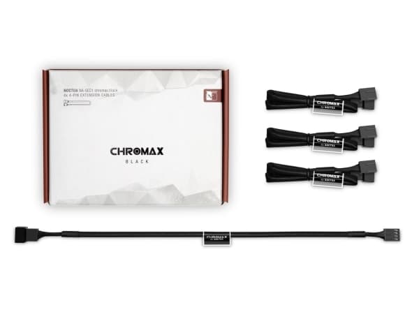 Noctua NA-SEC1 chromax.black - Förlängningsströmkabel till fläkt - 4-stifts PWM (hona) till 4-stifts PWM (hane) - 30 cm - svart