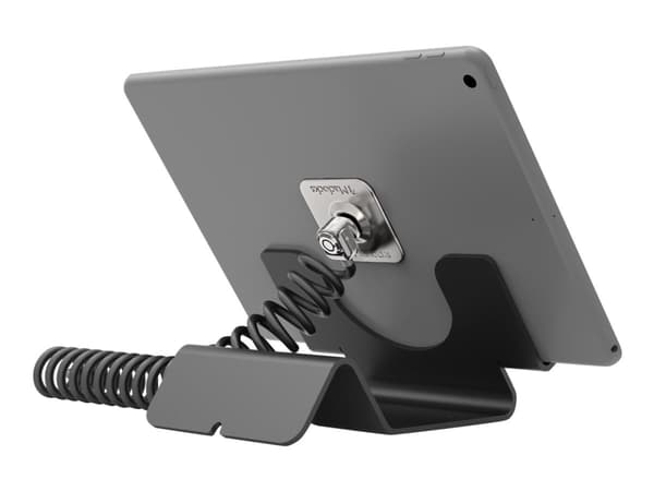 Compulocks Universal Tablet Holder with Coiled Cable Lock - Stativ - for nettbrett - låsbar - høyverdig aluminium - svart - skrivebord