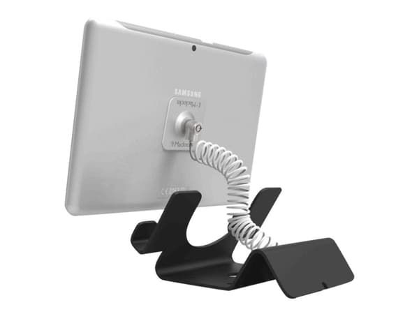 Compulocks Universal Tablet Holder with Coiled Cable Lock - Stativ - for nettbrett - låsbar - høyverdig aluminium - svart - skrivebord