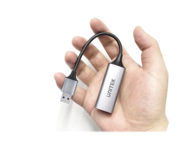 Unitek U1309A - Verkkosovitin - USB 3.1 Gen 1 - Gigabit Ethernet x 1 - avaruusharmaa