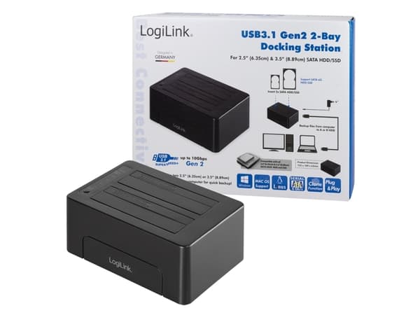 LogiLink QP0028, Kiintolevy, SSD, SATA, Serial ATA II, Serial ATA III, 2.5,3.5", USB 3.2 Gen 2 (3.1 Gen 2) Type-C, 10 Gbit/sek., lajittelu