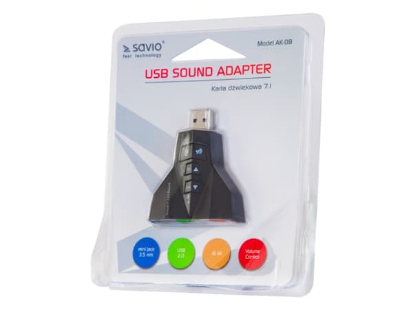 SAVIO AK-08 - Ljudkort - 16-bitars - 7.1 - USB 2.0
