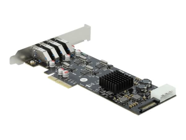 Delock - USB-adapter - PCIe 2.0 x4 lav profil - USB 3.2 Gen 1 x 4 Grå