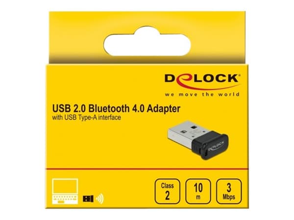 Delock USB 2.0 Bluetooth 4.0 Adapter USB Type-A - Nätverksadapter - USB 2.0 - Bluetooth 4.0 - Klass 2