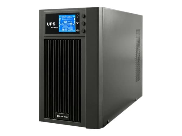 Qoltec - UPS - AC 80-285 V - 2.4 kW - 3000 VA - 7 Ah - RS-232, USB - utgangskontakter: 4 Sort
