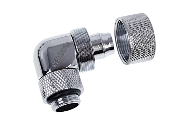 Alphacool Eiszapfen 16/10mm compression fitting 90° rotatable G1/4 - Armatur for væskekjølesystem - krom, sølvnikkel