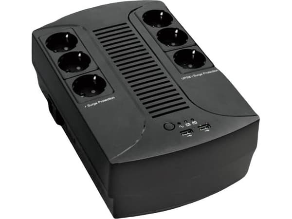 Power strip EuroCase 4 sockets 2xUSB black (EA200PLUS-850VA-EVO)