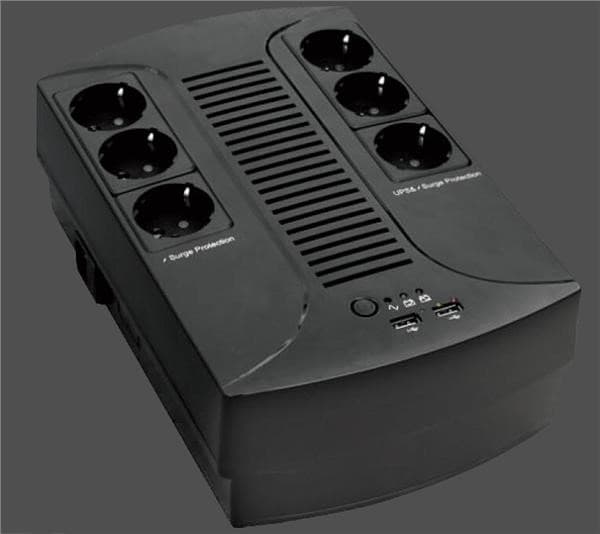 Power strip EuroCase 4 sockets 2xUSB black (EA200PLUS-850VA-EVO)