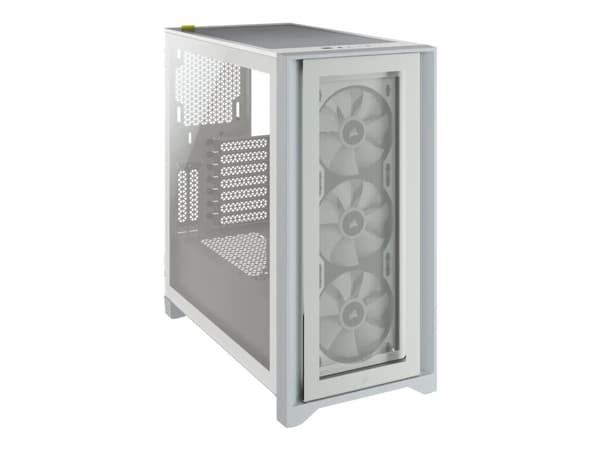 Corsair iCUE 4000X RGB, Midi Tower, PC, Valkoinen, ATX, EATX, mikro ATX, Mini-ITX, Muovi, Terästä, Karkaistu lasi, Pelaaminen