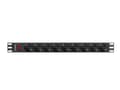 Miniatyrbilde 2 av 5: Lanberg PDU-09F-0300-BK - Overspenningsavleder (kan monteres i rack) - AC 220-250 V - 4000 watt - enkeltfase - utgangskontakter: 9 - 1U - 19" - 3 m k