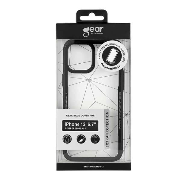 Gear iPhone 12 Pro Max Deksel Herdet Glass Svart