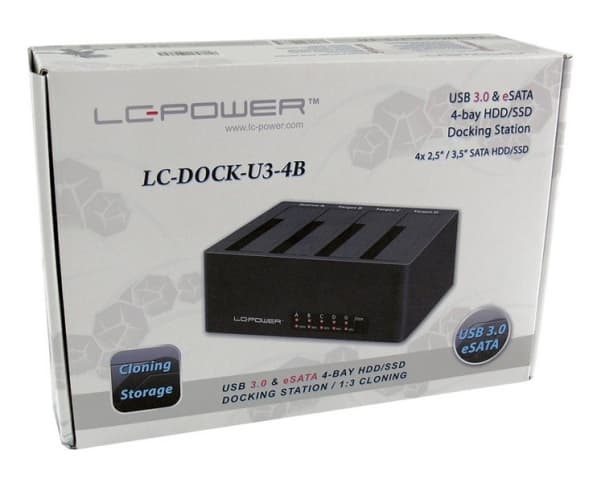 LC-Power LC-DOCK-U3-4B For Windows, SATA, 2.5 and 3.5, USB 3.2 Gen 1 (3.1 Gen 1) Type-A, 5 Gbit/s, Black