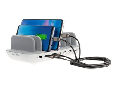 4smarts 2charge Office - Ladestasjon - 60 watt - 2.4 A - 7 utgangskontakter (USB, 24 pin USB-C) - hvit