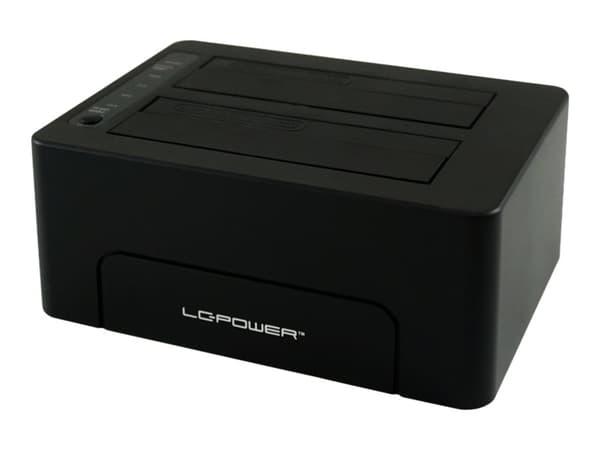 LC Power LC-DOCK-C - HDD-dokkestasjon - brønner: 2 - 2,5" / 3,5" delt - SATA - USB 3.1 (Gen 2) - svart