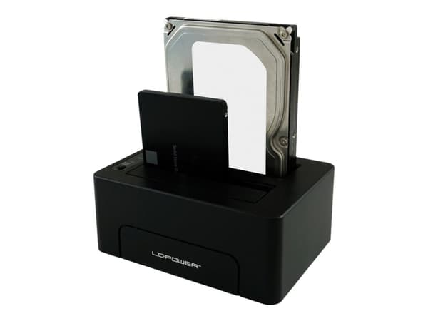 LC Power LC-DOCK-C - HDD-dokkestasjon - brønner: 2 - 2,5" / 3,5" delt - SATA - USB 3.1 (Gen 2) - svart