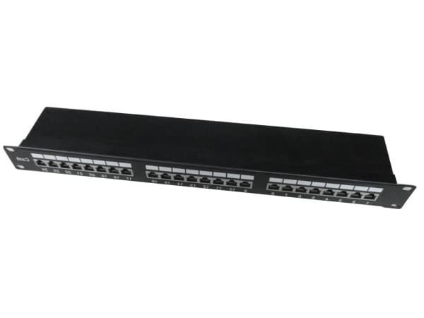 Patch Panel 24 Ports 1U 19'' Cat.6 shield with cable organization function black