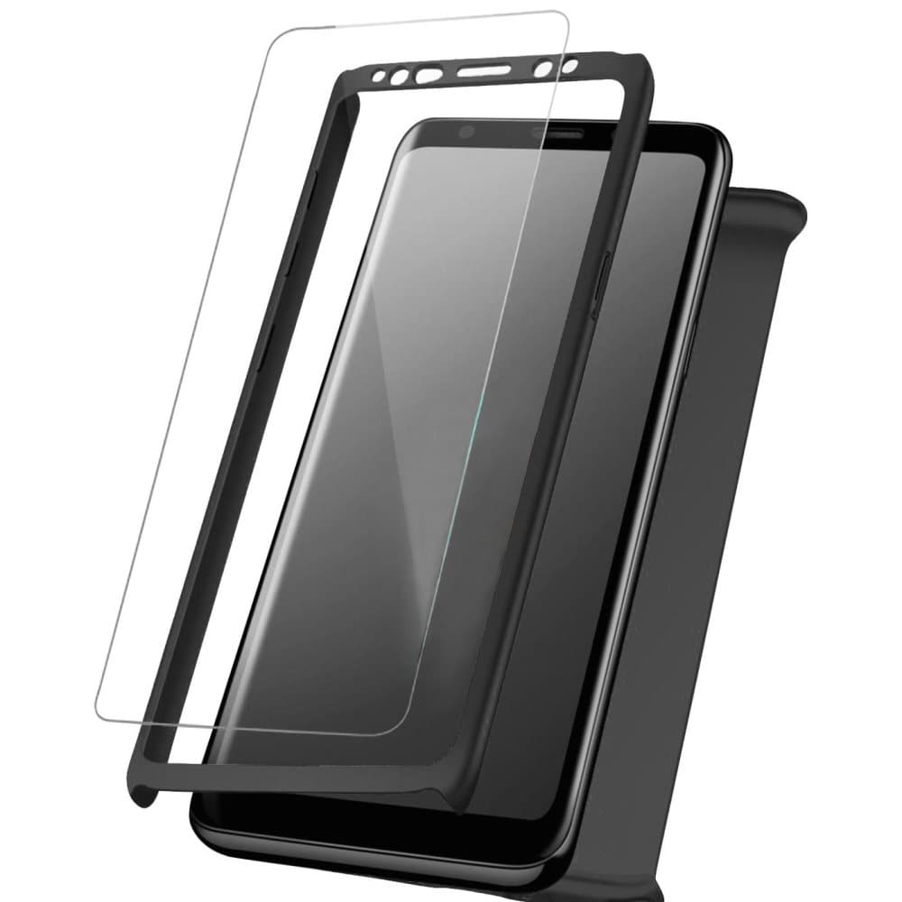 Hårt skal + glas för Samsung Galaxy S10 Lite Smidig Hård-Plast Hållbara Svart