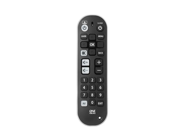 One For All Comfort Zapper+ -kaukosäädin, TV, IR Langaton, Painikkeiden painaminen, Valkoinen, Musta