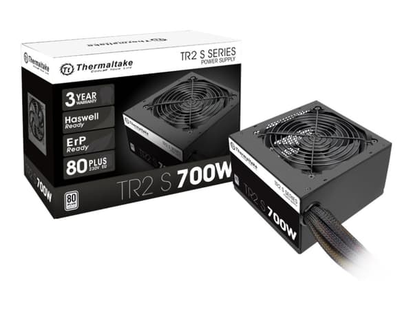 Thermaltake TR2 S 700W - Strømforsyning (intern) - ATX12V 2.3/ EPS12V - 80 PLUS - AC 230 V - 700 watt - aktiv PFC - Europa - svart
