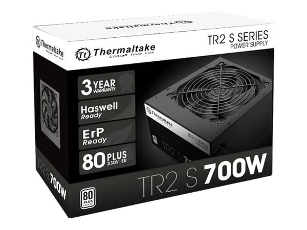 Thermaltake TR2 S 700W - Strømforsyning (intern) - ATX12V 2.3/ EPS12V - 80 PLUS - AC 230 V - 700 Watt - aktiv PFC - Europa - lajittelu - lajittelu musta