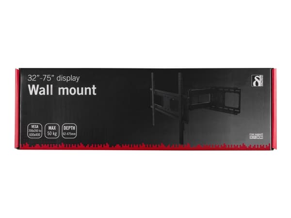 DELTACO ARM-460 - Monteringssett (tippe/svivel-veggmontering) - for flatpanel - svart - skjermstørrelse: 37"-70" - veggmonterbar
