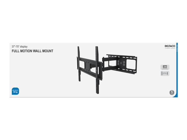 DELTACO ARM-460 - Monteringssett (tippe/svivel-veggmontering) - for flatpanel - svart - skjermstørrelse: 37"-70" - veggmonterbar