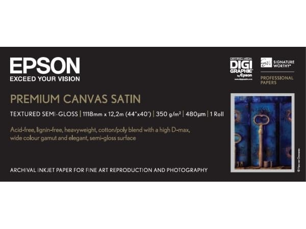 Epson PremierArt Water Resistant Canvas - Blank - Rulle (111,8 cm x 12,2 m) - 350 g/m² - 1 rulle (rullar) kanvaspapper - för Stylus Pro 11880, Pro 98