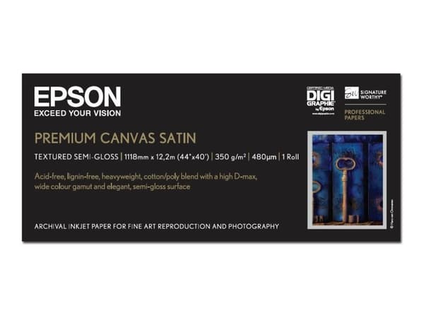 Epson PremierArt Water Resistant Canvas - Blank - Rulle (111,8 cm x 12,2 m) - 350 g/m² - 1 rulle (rullar) kanvaspapper - för Stylus Pro 11880, Pro 98