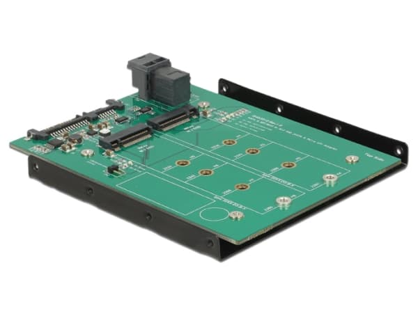Delock Converter SATA 22 pin / SFF-8643 NVMe > 1 x M.2 NGFF Key M + 1 x M.2 NGFF Key B - Adapter för lagringsfack - 3.5" to 2 x M.2/ SFF