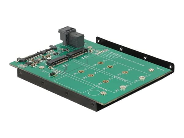 Delock Converter SATA 22 pin / SFF-8643 NVMe > 1 x M.2 NGFF Key M + 1 x M.2 NGFF Key B - Adapter för lagringsfack - 3.5" to 2 x M.2/ SFF