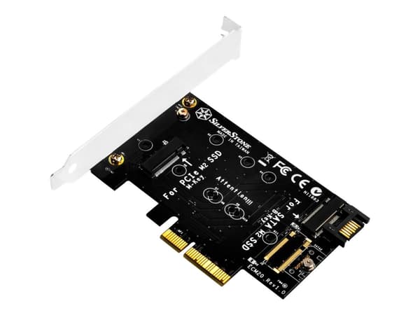 SilverStone SST-ECM20 - Lagringskontroller - M.2-kort - PCIe x4 Sort