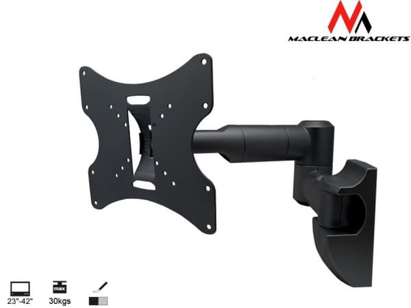 Maclean MC-503A B - Monteringssett (monteringsarm for enkeltskjerm) - for LCD-skjerm - metall - svart - skjermstørrelse: 23"-42" - veggmonterbar