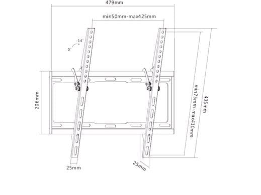 Sunne 32-55-EF - Monteringssett (veggmontering) - for TV - stål - svart - skjermstørrelse: 32"-55" - monteringsgrensesnitt: 400 x 400 mm