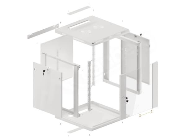 Lanberg WF01-6612-10S, Seinään asennettava laitekehikko, 12U, 60 kg, Näppäinlukko, Kotelon kiskot, 23 kg