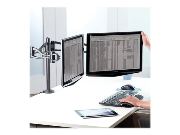 Fellowes Professional Series Depth Adjustable Dual Monitor Arm - Monteringssett - justerbar arm - for 2 skjermer - jern - svart - skrivebordsmonterba