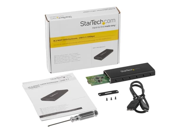 StarTech.com M.2 SSD Enclosure for M.2 SATA SSDs - USB 3.1 (10Gbps) with USB-C Cable - External Enclosure for USB-C Host - Aluminum (SM21BMU31C3) - D